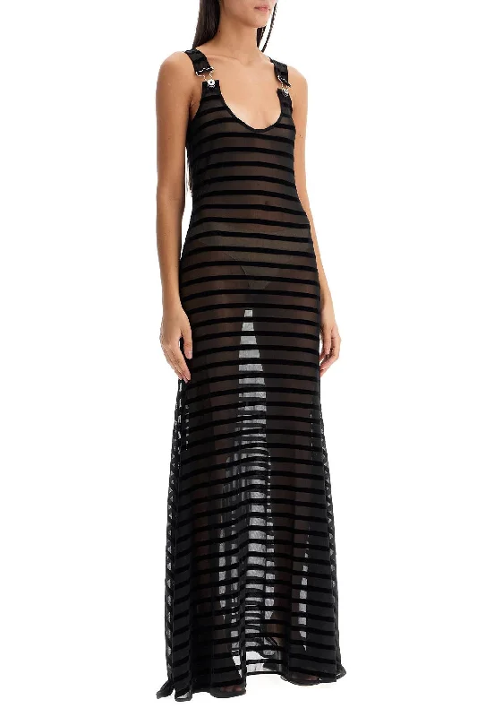 maxi dresses with adjustable strapsJean Paul Gaultier Long Marinière Dress With Overall Detail