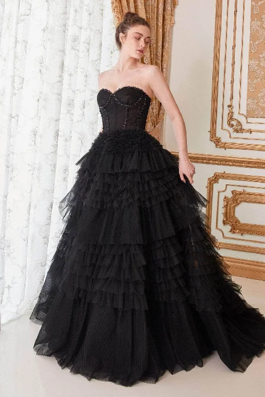 Formal Dress for Winter Formal EventsAndrea and Leo - A1017 Strapless Pleat And Tiered Ballgown