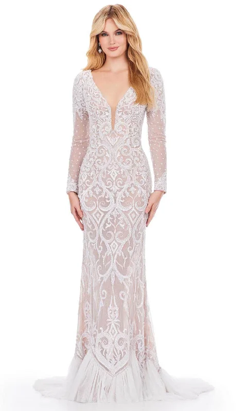 Formal Dress for Costume BallsAshley Lauren 11507 - Beaded Long Sleeve Long Gown