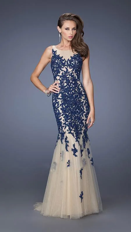 Formal Dress for Charity AwardsLa Femme - 19916 Elaborate Lace Appliqued Jewel Tulle Mermaid Gown