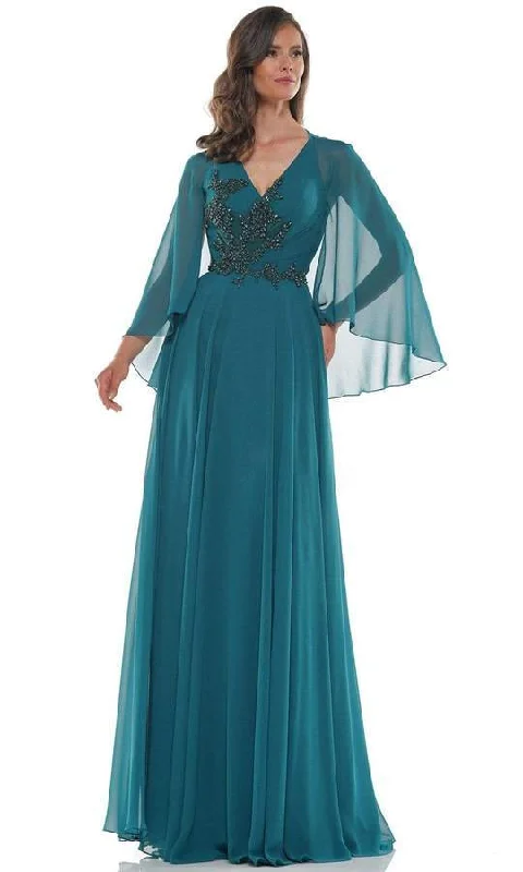 Formal Dress for Theater OpeningsMarsoni by Colors - Embellished V-Neck Chiffon Long Gown MV1094 - 1 pc Deep Green In Size 18 Available