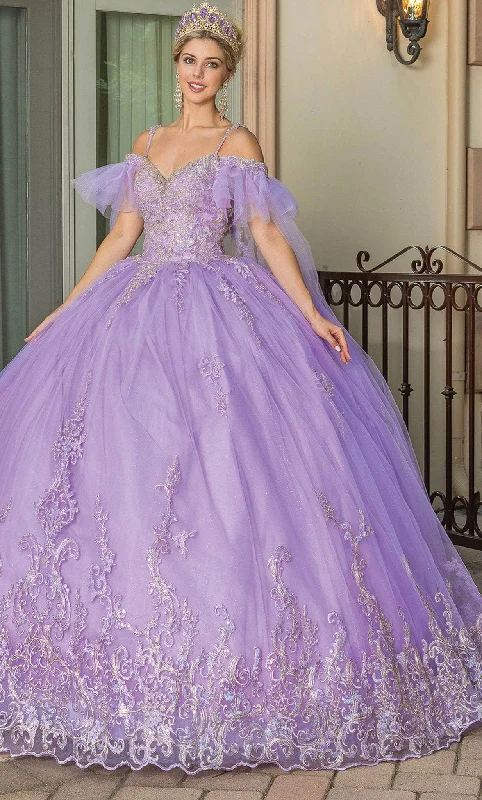 Formal Dress for Small WeddingsDancing Queen 1713 - Flutter Sleeve Quinceanera Ballgown