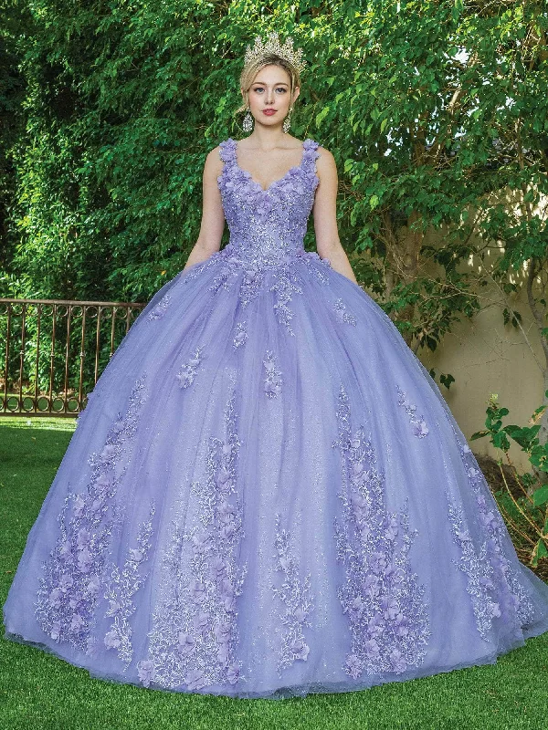 Formal Dress Shopping GuidesDancing Queen - 1623 V Neck Floral Glittered Ballgown