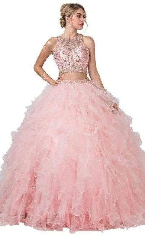 Formal Dress for Awards CeremoniesAspeed Design - L2281 Illusion Jewel Two Piece Ball Gown