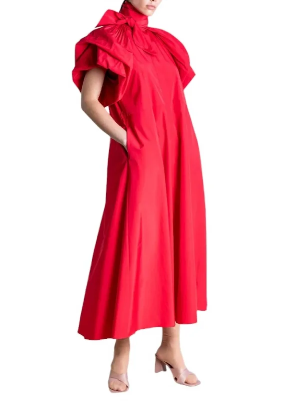 maxi dresses for music festivalsLong Taffeta Dress In Red