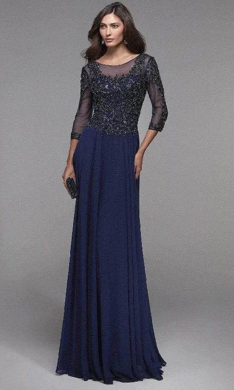 Formal Dress for Religious CeremoniesAlyce Paris - Applique Illusion Bateau Formal Dress 27502