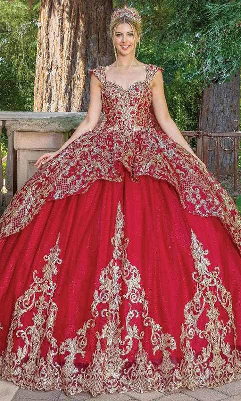 Formal Dress for Garden WeddingsDancing Queen 1670 - Sequin Lace Peplum Ballgown