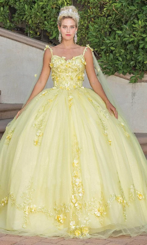 Formal Dress for Large WeddingsDancing Queen 1738 - Floral Applique Quinceanera Ballgown