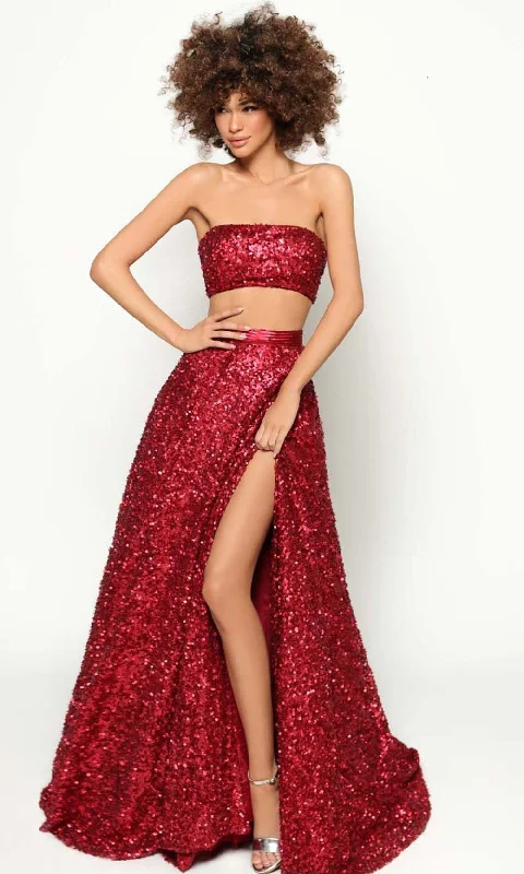 Formal Dress for Eco-Friendly ThemesTarik Ediz - 51177 Strapless Sequin Two Piece Gown