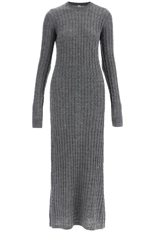 vintage maxi dressesToteme Women's Long Dress In Rws Wool  Mélange With Cable Knit Pattern