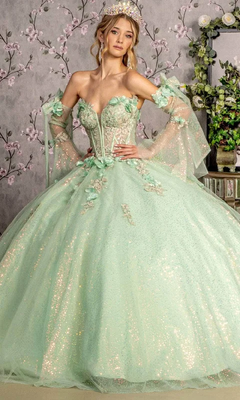 Formal Dress for Holiday PartiesGLS by Gloria GL3486 - Floral Sweetheart Ballgown