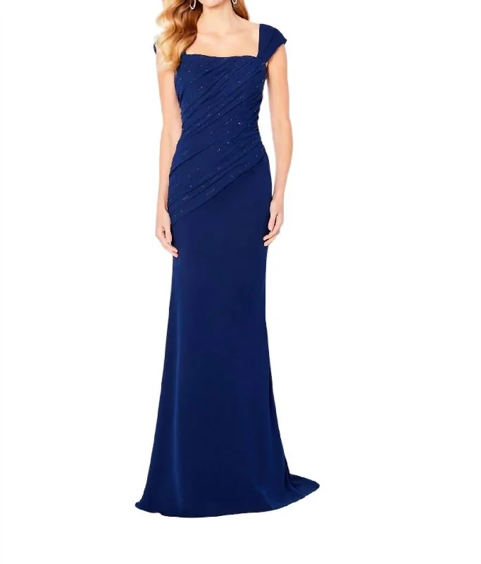 maxi dresses for plus sizeBeaded Long Sheath Dress In Navy