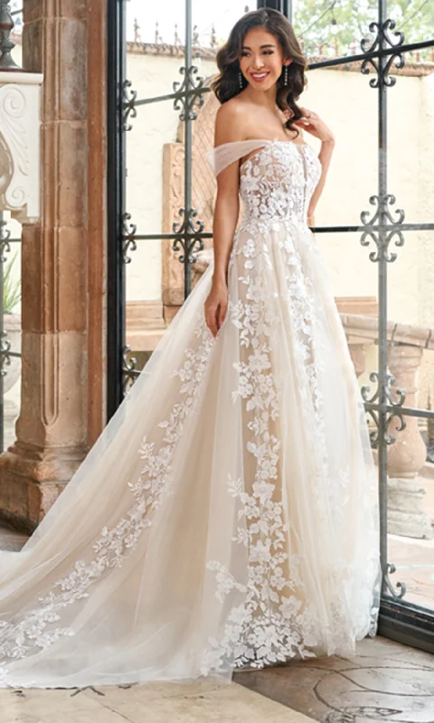 Formal Dress for Summer WeddingsRachel Allan RB4185 - Floral Embroidered Plunging Bridal Gown