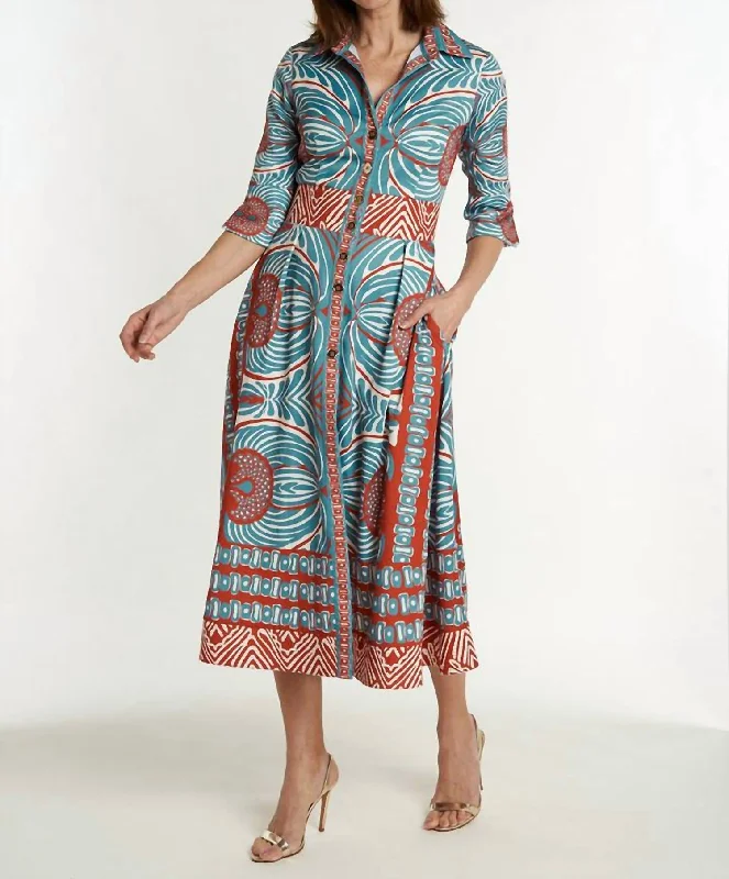 maxi dresses for everyday wearMonaco Long (3/4) Sleeve Dress In Frangipani Steel