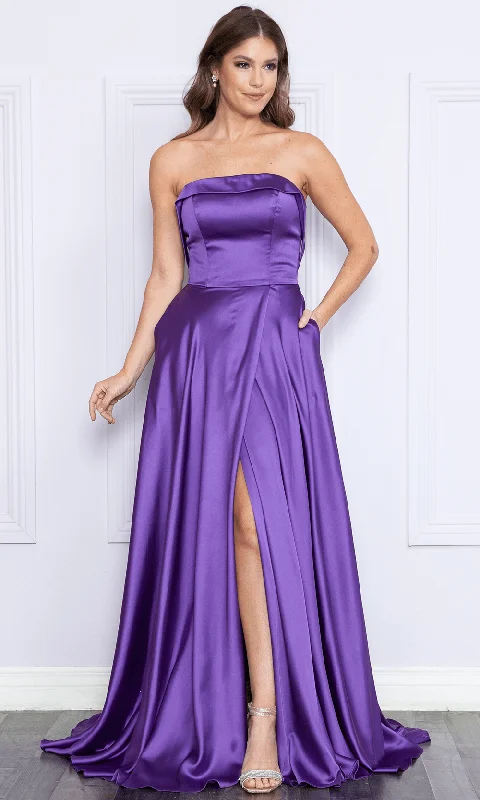 Formal Dress for Golf TournamentsPoly USA 9188 - Strapless Satin A-line Gown