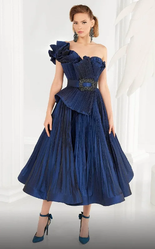 Formal Dress for Film PremieresMNM Couture - 2565 One-Sleeve Folded Detail Formal Dress