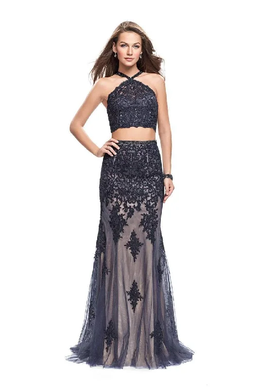 Formal Dress for Grammy AwardsLa Femme Gigi - 26305 Two Piece Beaded Lace and Tulle Overlay Gown