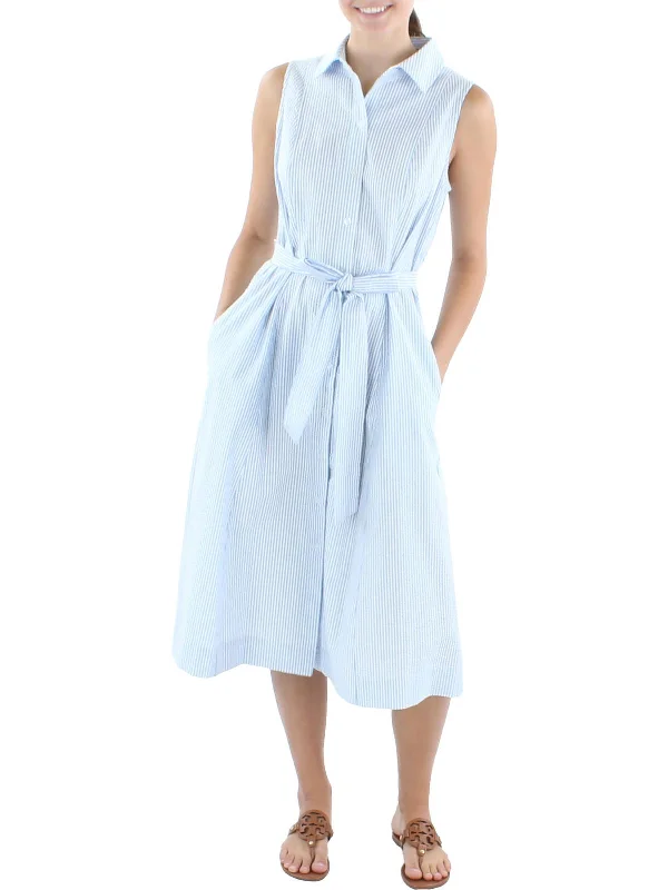 maxi dresses with high slitsWomens Belted Long Shirtdress