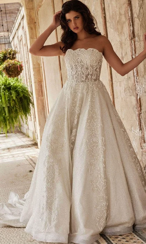 Formal Dress for Film PremieresJovani Bridal JB24563 - Scalloped Neck Strapless Bridal Gown