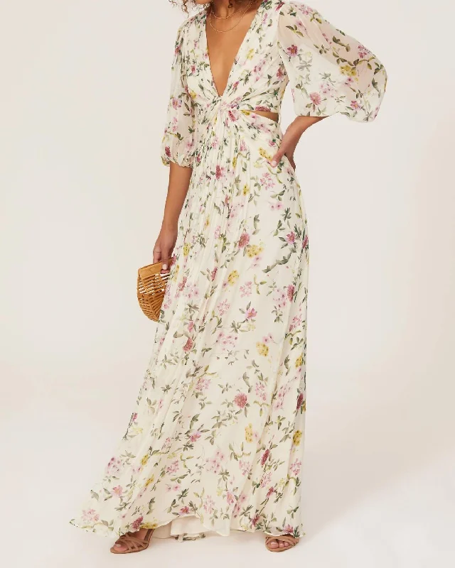 maxi dresses with spaghetti strapsElbow Sleeve Long Dress In Off-White