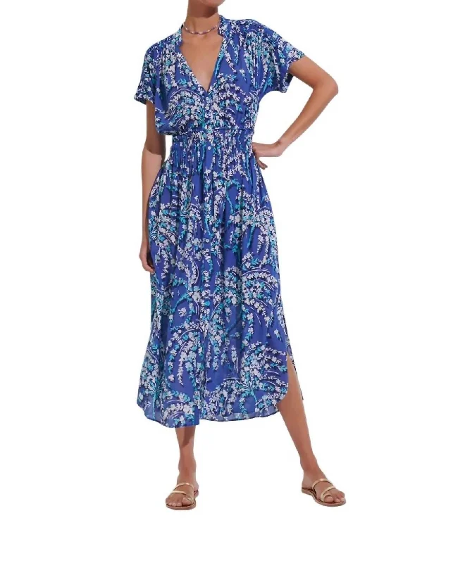 maxi dresses with long sleevesBecky Long Dress In Royal Palmery