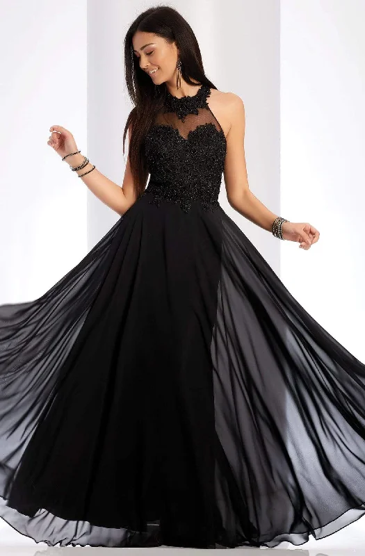 Formal Dress Rental ServicesClarisse - 3528 Jeweled Lace Applique Halter Gown