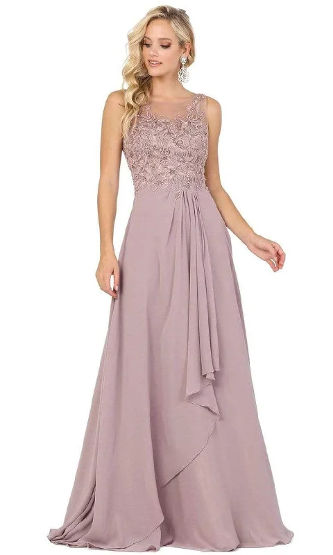 Formal Dress for Literary AwardsDancing Queen - 2953 Embroidered Sleeveless Bodice A-Line Gown - 1 pc Mocha In Size L Available