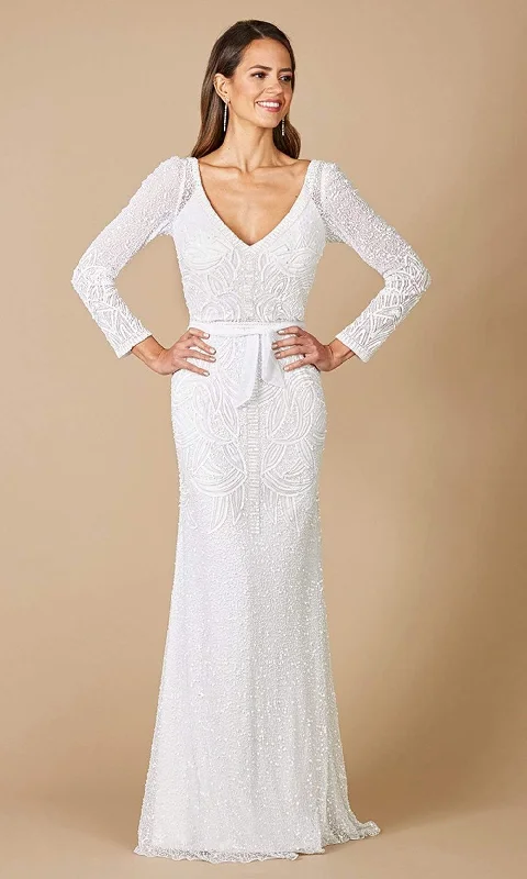 Formal Dress for Beach ThemesLara Dresses - 51069 Embellished Lace Sheath Bridal Gown