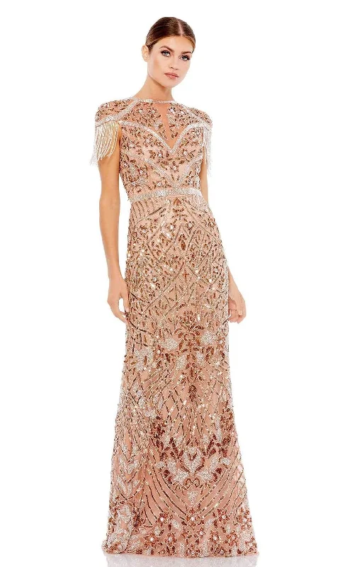 Formal Dress for Church WeddingsMac Duggal - 5452 Contemporary Fringe Beaded Column Gown