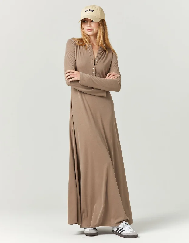 maxi dresses for maternity wearVaughn Longsleeve Dress - Stone