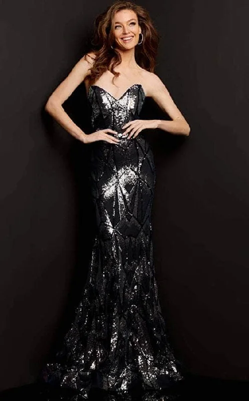 Formal Dress for Beach WeddingsJovani - 05100 Strapless V-Neck Sequin Embellished Mermaid Gown