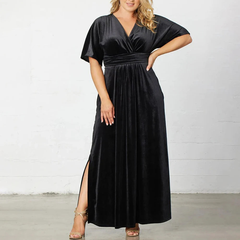 maxi dresses with pleatsWomen's 5XL Splits Fashion Designer High Waist Long Dresses (Plus Size)