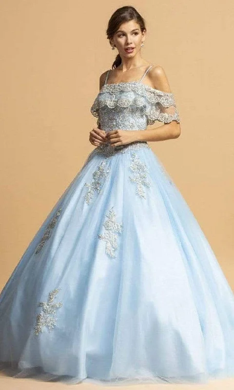 Formal Dress for Evening WeddingsAspeed Design - L2132 Appliqued Off Shoulder Ball Gown