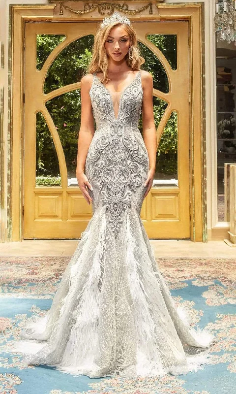 Formal Dress for Destination WeddingsPortia and Scarlett - PS22966 Striking Beadwork Plunging Gown