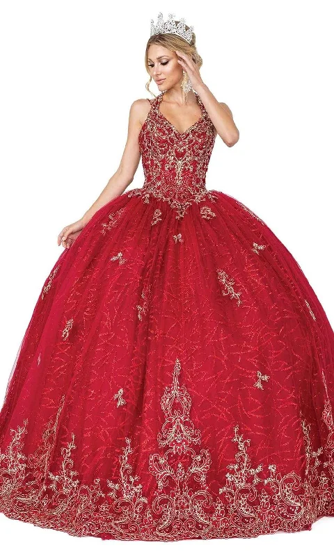 Formal Dress for Military BallsDancing Queen - 1609 Appliqued Strappy Ballgown