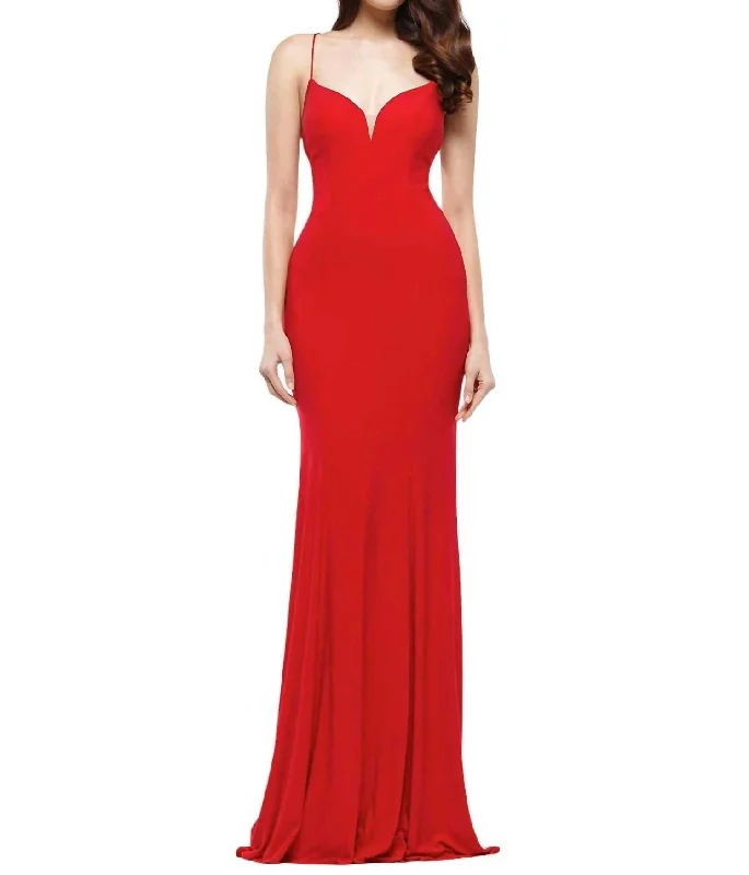 maxi dresses with zippersFit & Flare Long Dress In Red