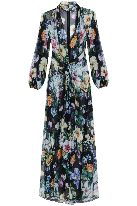 velvet maxi dressesDolce & Gabbana Women's Long  Silk Dress With Floral Pattern