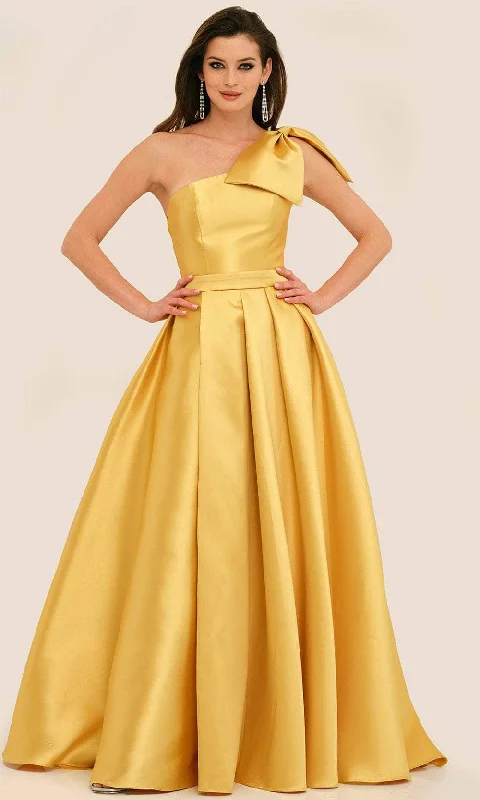 ELEGANT Formal Dress DesignsDave & Johnny 11337 - Bow Accented One Shoulder Formal Gown