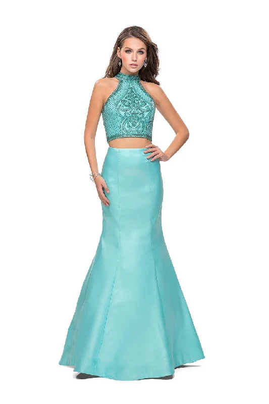 Formal Dress for Cruise Ship EventsLa Femme - 26255 Beaded High Neck Two-Piece Mermaid Gown