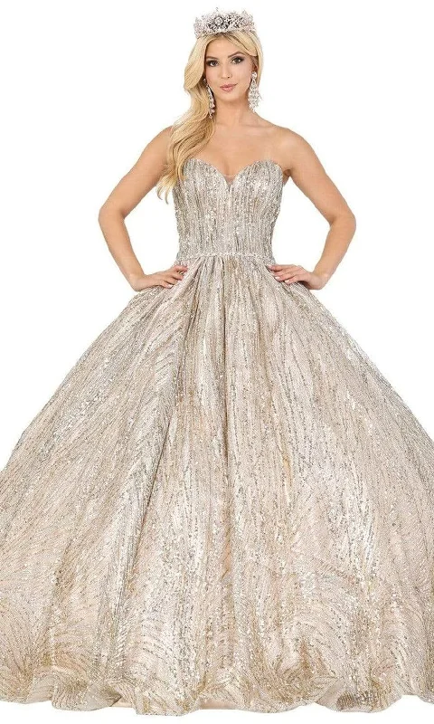 Formal Dress for Glamorous ThemesDancing Queen - Embellished Strapless Sweetheart Ballgown 1453 - 1 pc Silver/Gold in Size XS Available