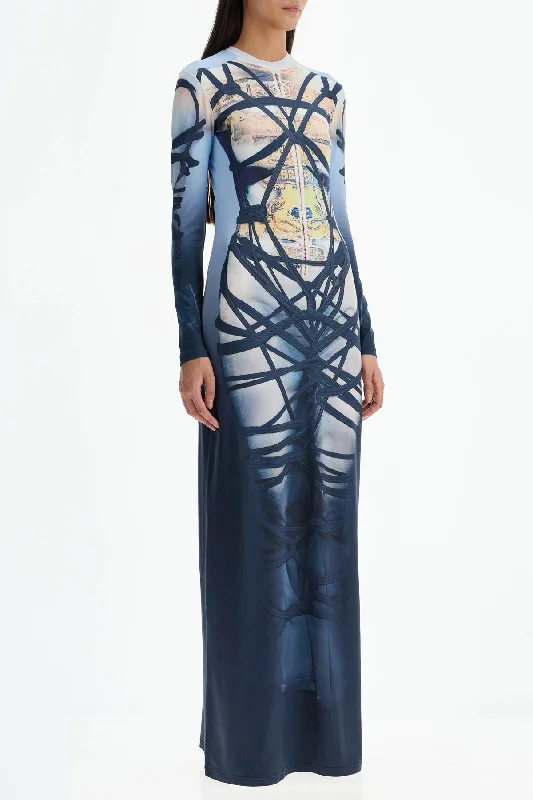 maxi dresses with built-in brasY Project Long Bondage Print Dress