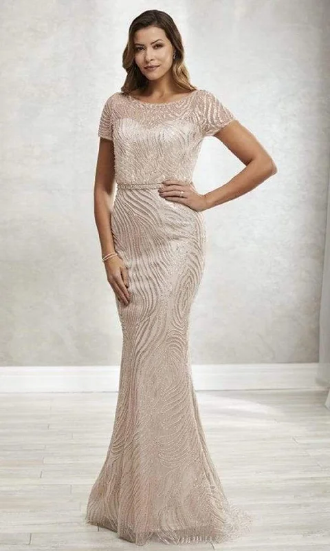 Formal Dress for Charity AwardsChristina Wu Elegance - Illusion Bateau Lace Overlay Mermaid Gown 17925 - 1 pc Rose Gold In Size 10 Available