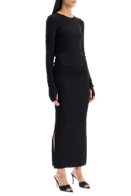 maxi dresses with front pocketsGanni Long Ribbed Jersey Dress With Nine Words