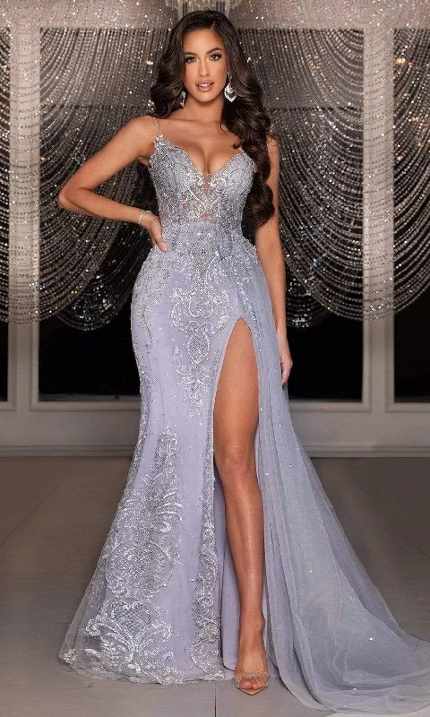 Formal Dress for Glamorous ThemesPortia and Scarlett - PS22125 Embroidered Plunging Sweetheart Gown