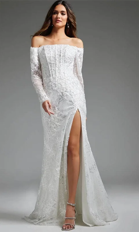 Formal Dress for Holiday PartiesJovani JB23106 - Long Sleeve Off Shoulder Bridal Gown