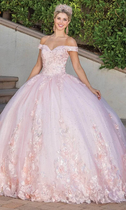 Formal Dress for Sports AwardsDancing Queen 1748 - 3D floral Embellished Off-Shoulder Ballgown