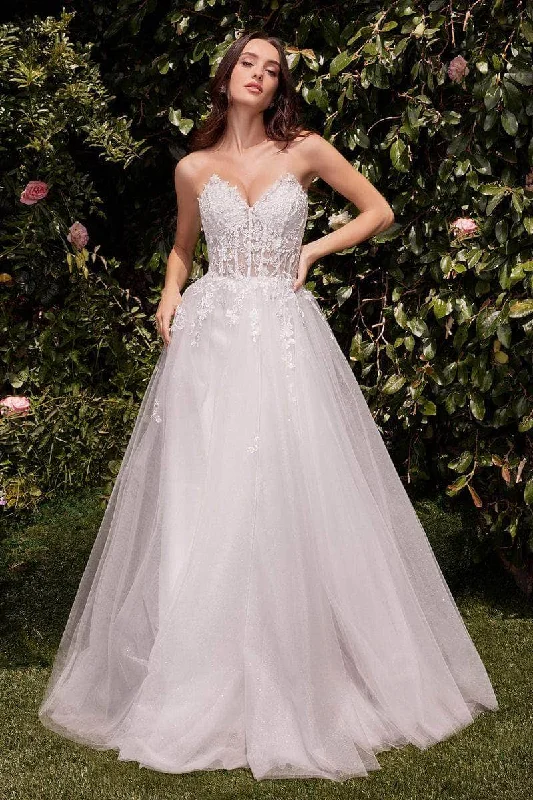 Formal Dress for Indoor WeddingsCinderella Divine Bridal C148W - Floral Embroidery Sweetheart Bridal Gown