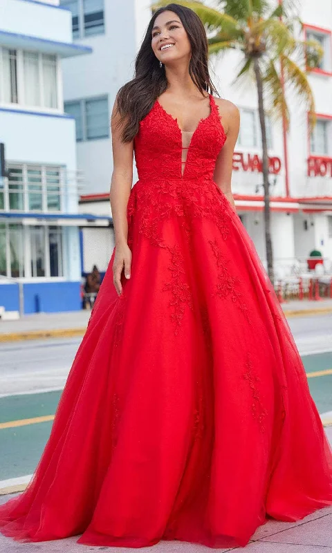 Formal Dress for Small WeddingsAmarra 88510 - V-Neck Embellished Ballgown