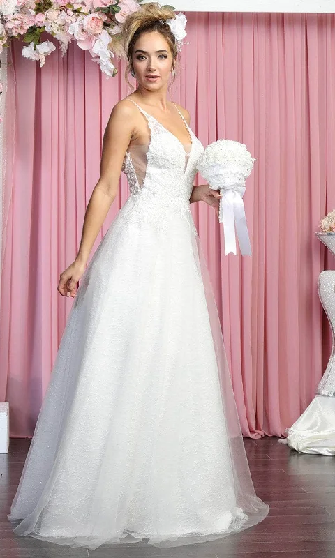 Formal Dress for Summer WeddingsMay Queen Bridal RQ7886 - Thin Strap Embroidered Tulle Gown