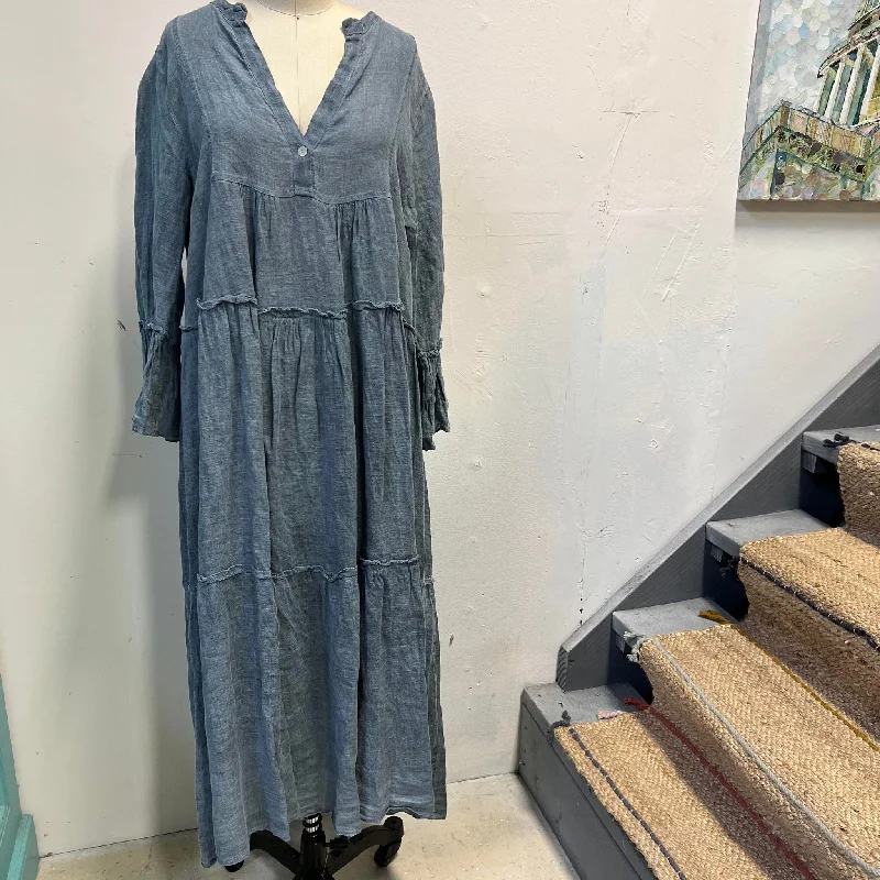 maxi dresses for curvesCC - Long Tiered Linen Dress